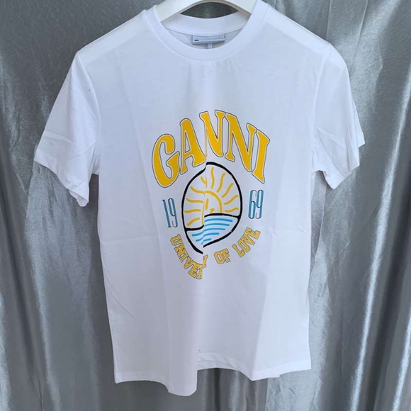 Ganni white short-sleeved T-shirt - Picture 1 of 6